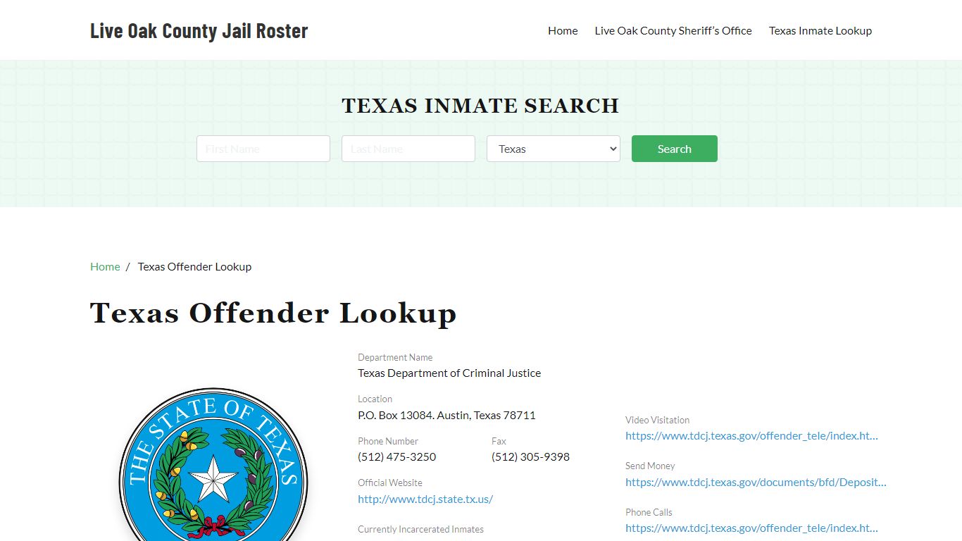 Texas Inmate Search, Jail Rosters - Live Oak County Jail