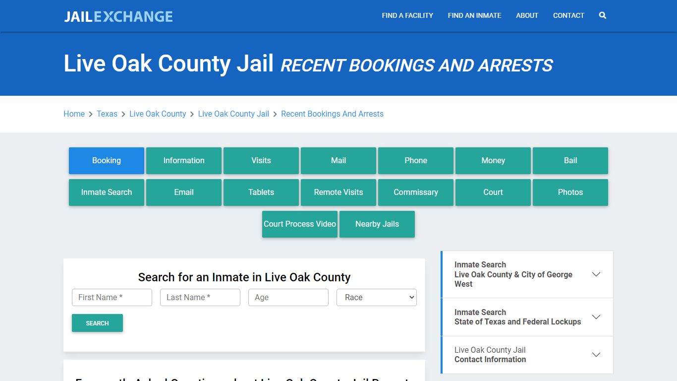 Live Oak County Jail Recent Bookings And Arrests - Jail Exchange