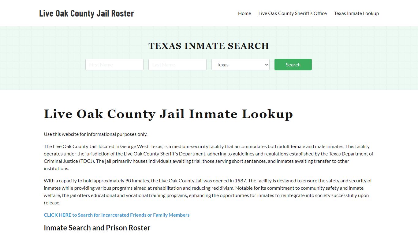 Live Oak County Jail Roster Lookup, TX, Inmate Search