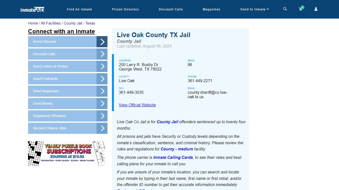 Live Oak County TX Jail - Inmate Locator